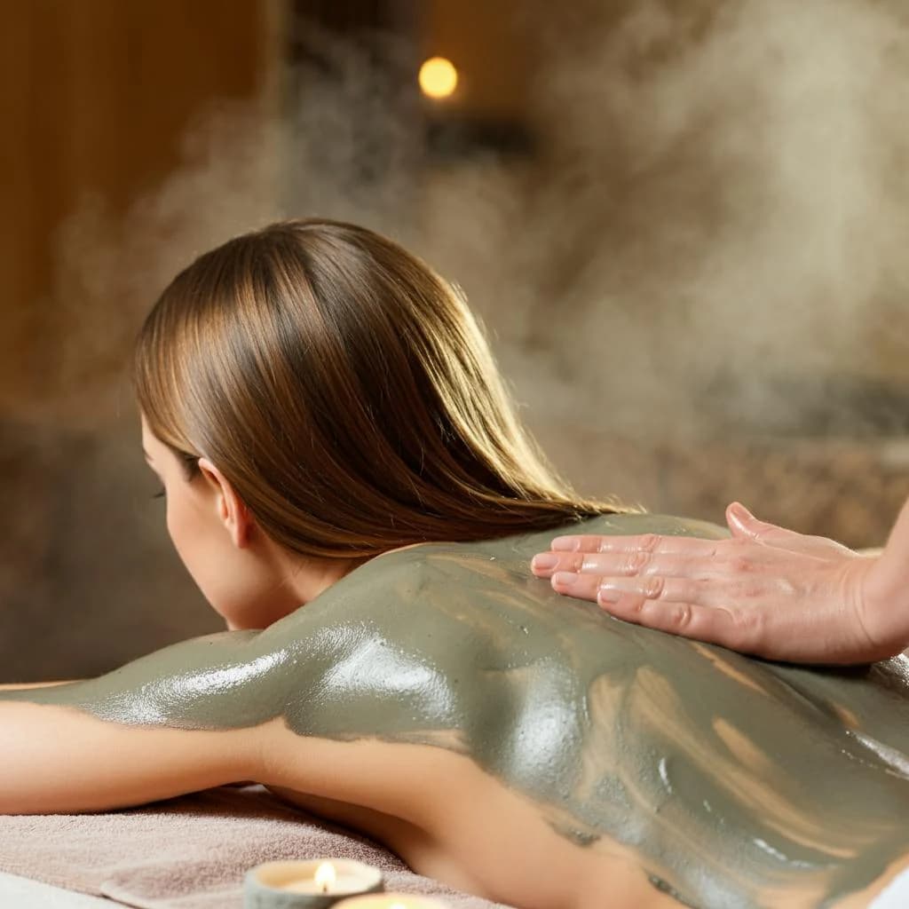 Therapeutic mud body wrap treatment at 22 Ayur